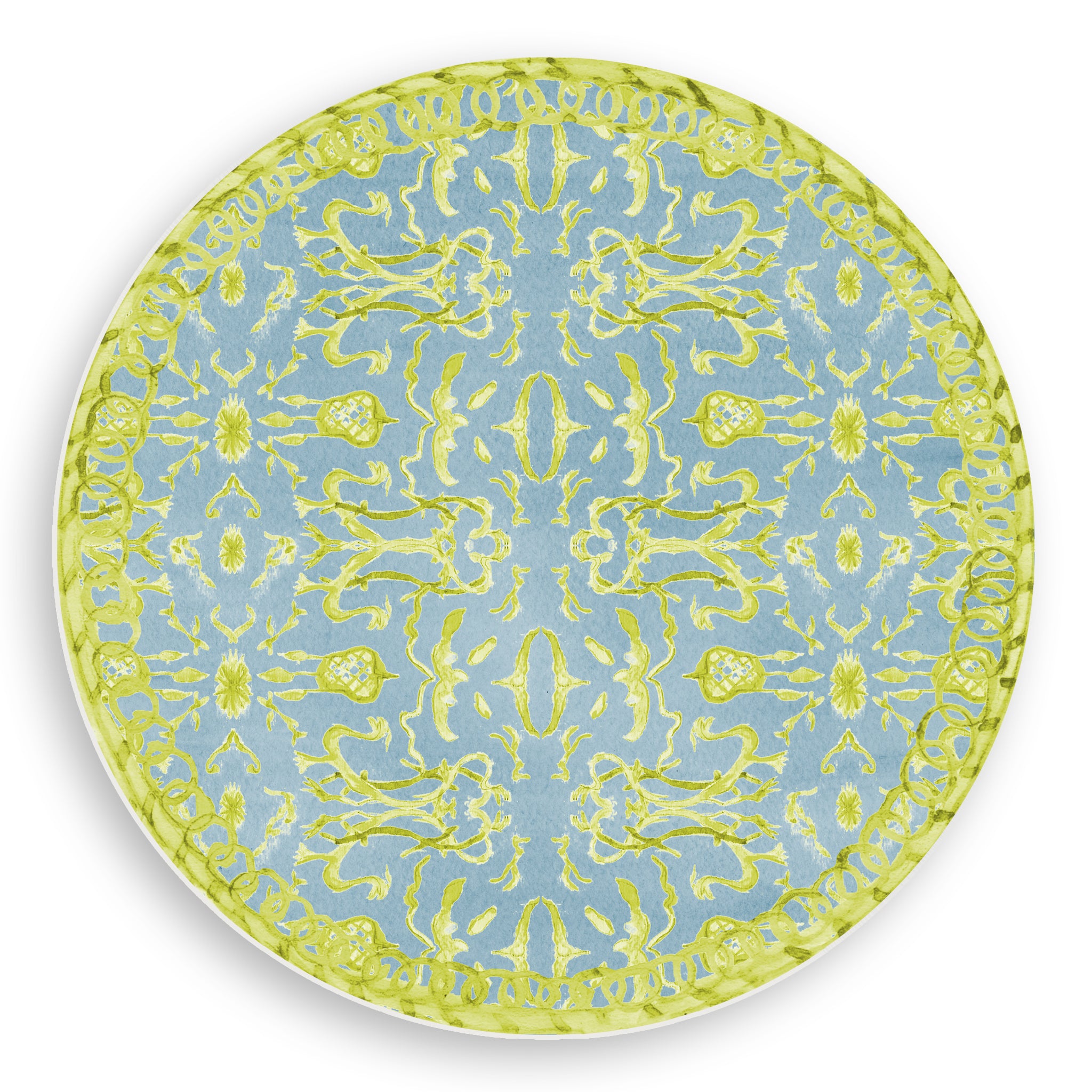 Blue & Chartreuse Chinoiserie Vinyl Placemat – French Graffiti