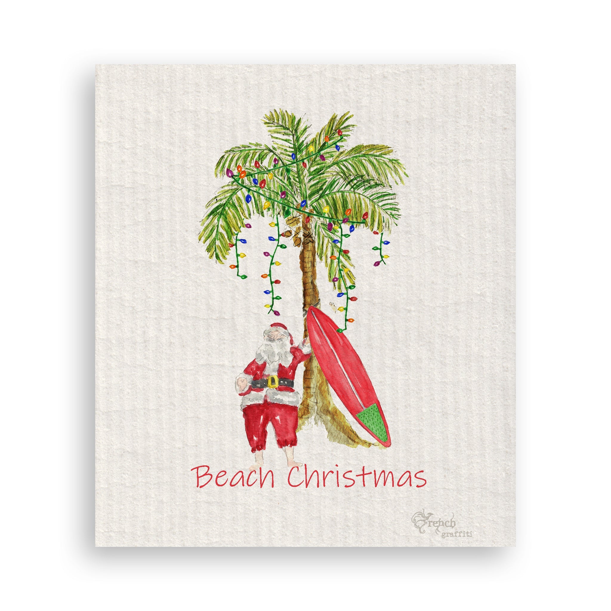 christmas palm tree rubber stamp Christmas Palm Tree and Board with Santa and Quote – French Graffiti