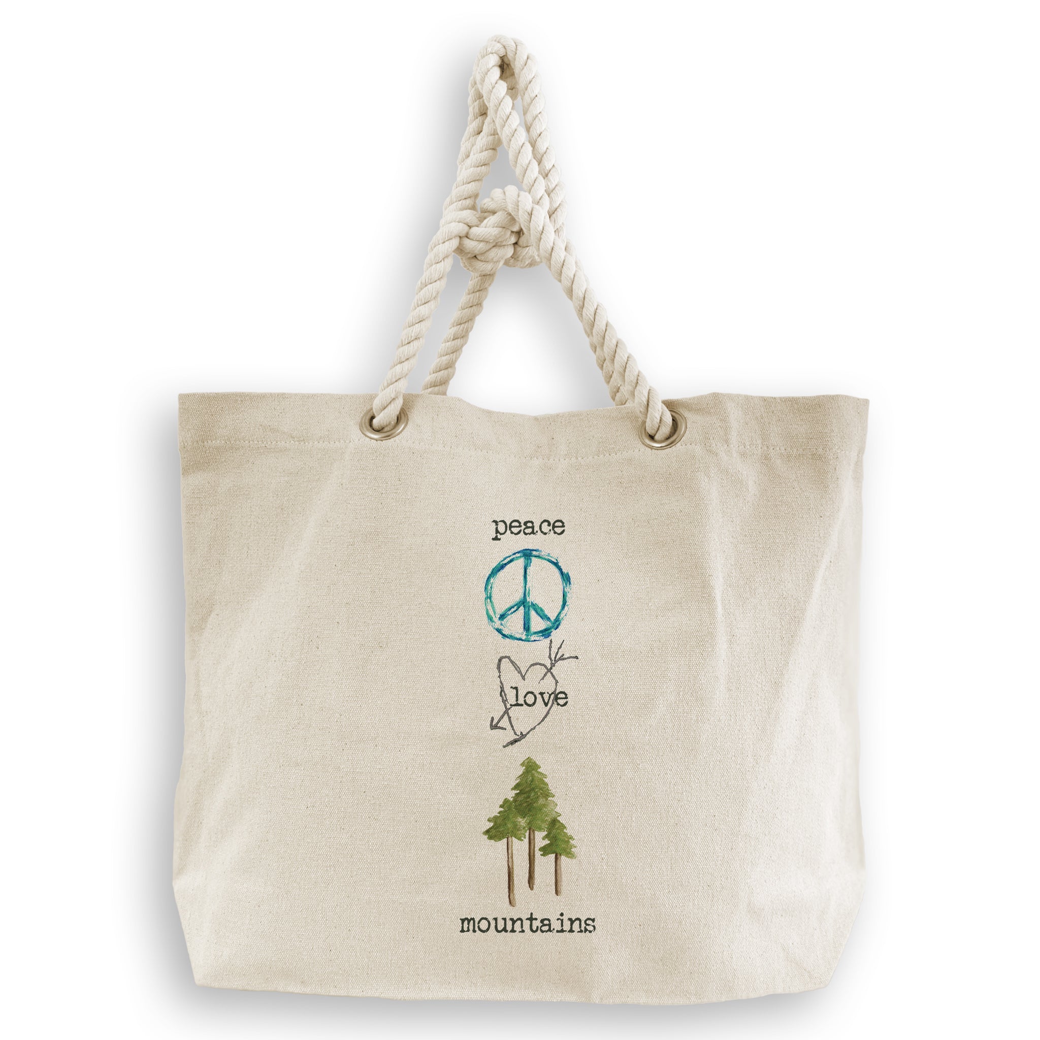 the peace + love graffiti tote