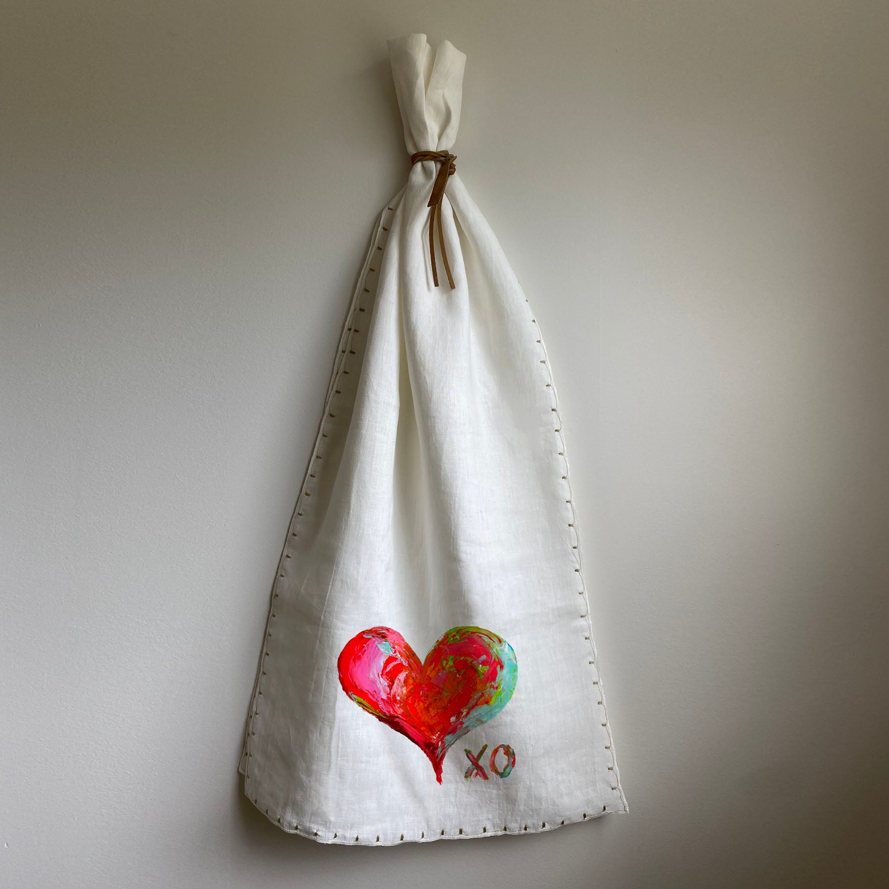 Hand Stitched Linen Table Runner French Graffiti